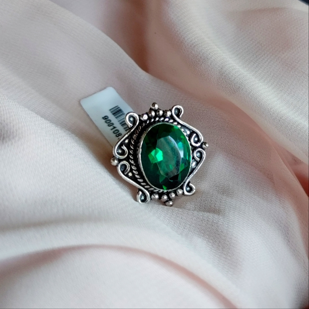 Emerald German Silver Ring